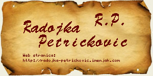 Radojka Petričković vizit kartica